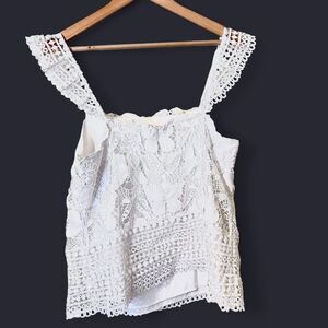 Lilly Pulitzer ‘ Azaria’ White Tank / Blouse With Lace & Butterfly details